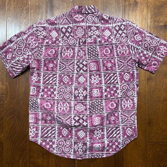 Gulf Traders Vintage 80s Pink White Abstract Button Front Shirt Mens Size Medium - Picture 4 of 8